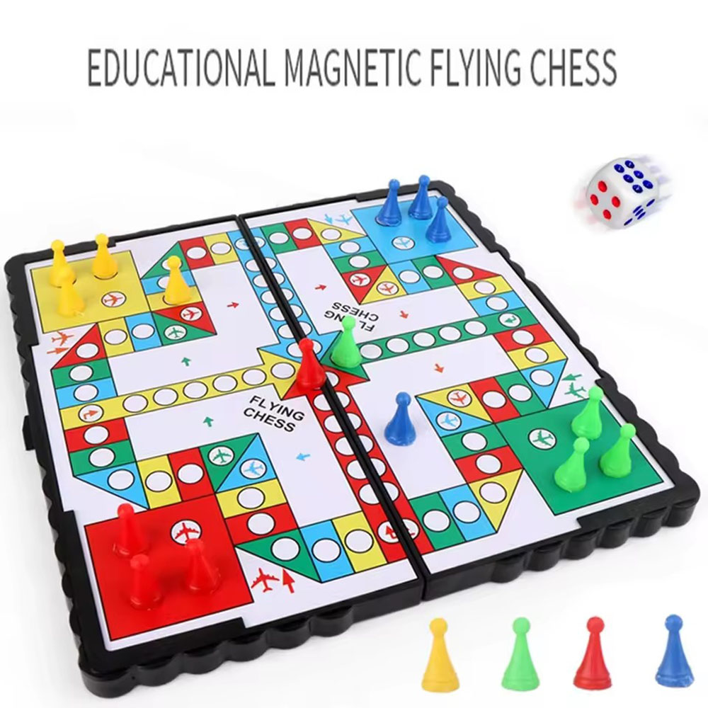 Board Game Ludo - Set catur terbang magnetik lipat, alas